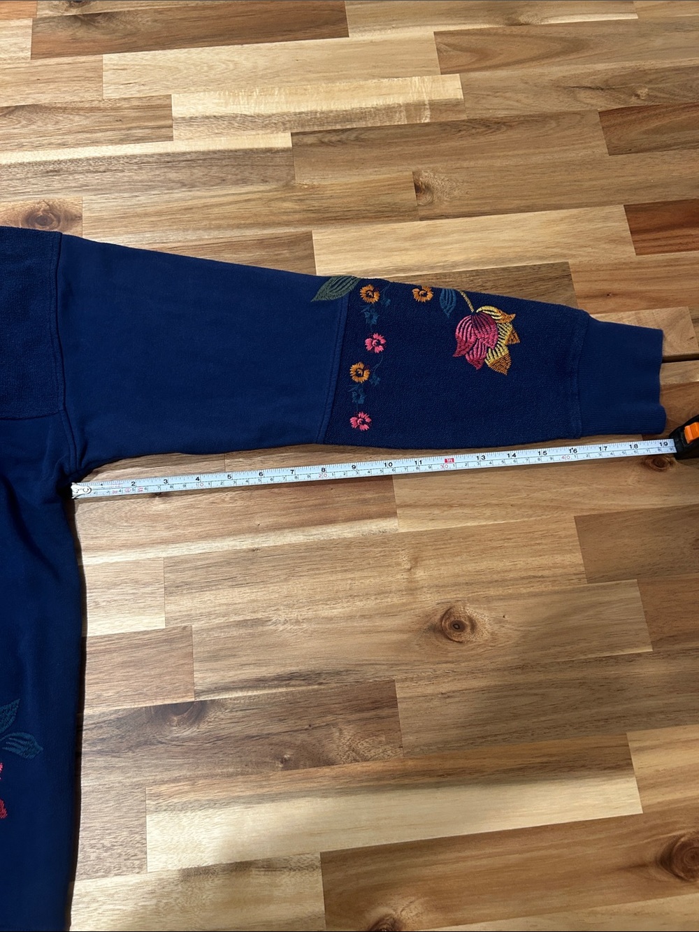 Johnny Was Blue Floral Embroidered Sweatshirt - Picture 9 of 12